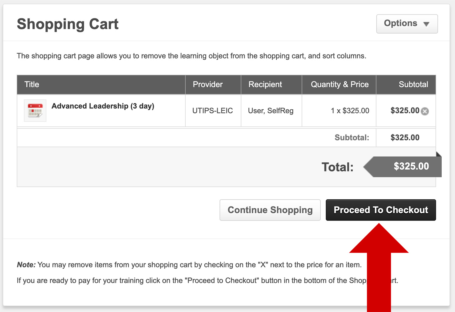 A screenshot of K@TE showing the Proceed to Checkout button.